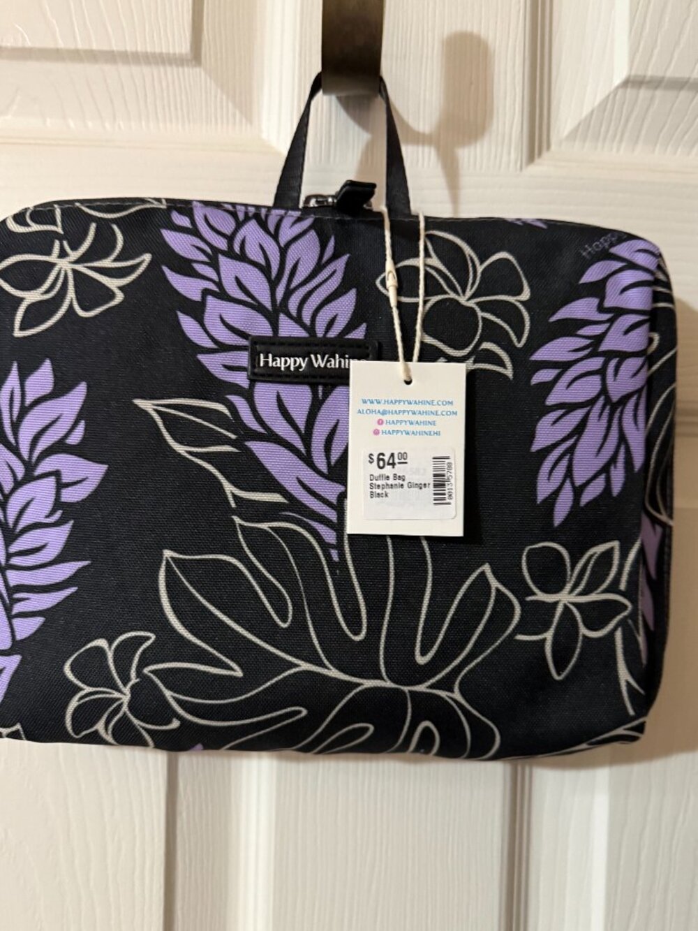 Happy Wahine Stephanie Ginger Black Floral Duffle Bag BNWT